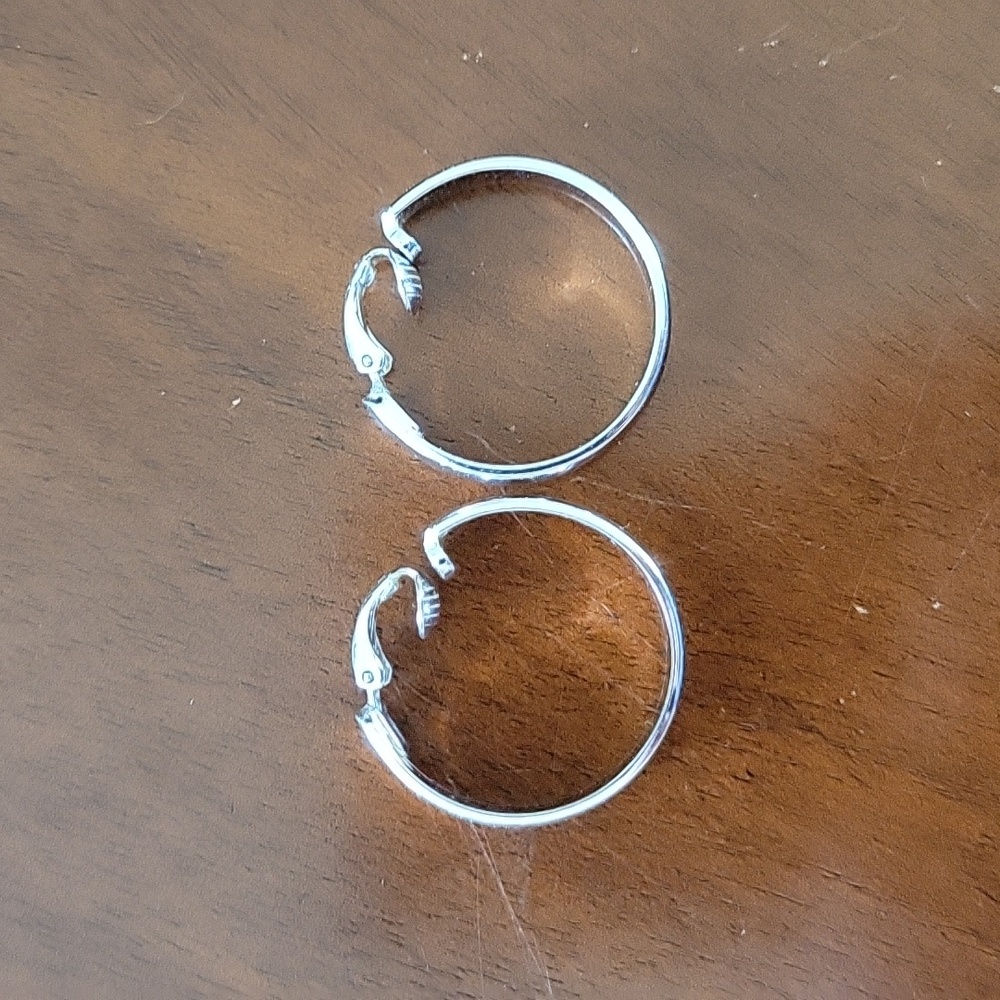 Silver clip-on hoop earrings